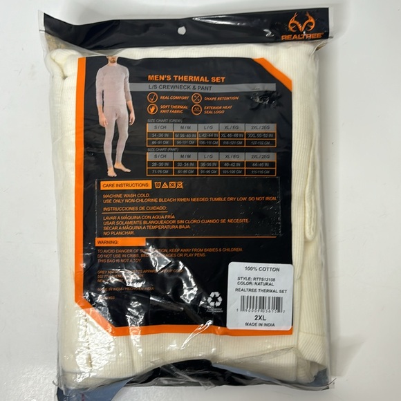 Realtree | Thermal Set | Real Comfort | Crewneck & Pant | Outdoors Wear Size 2XL - Picture 5 of 8